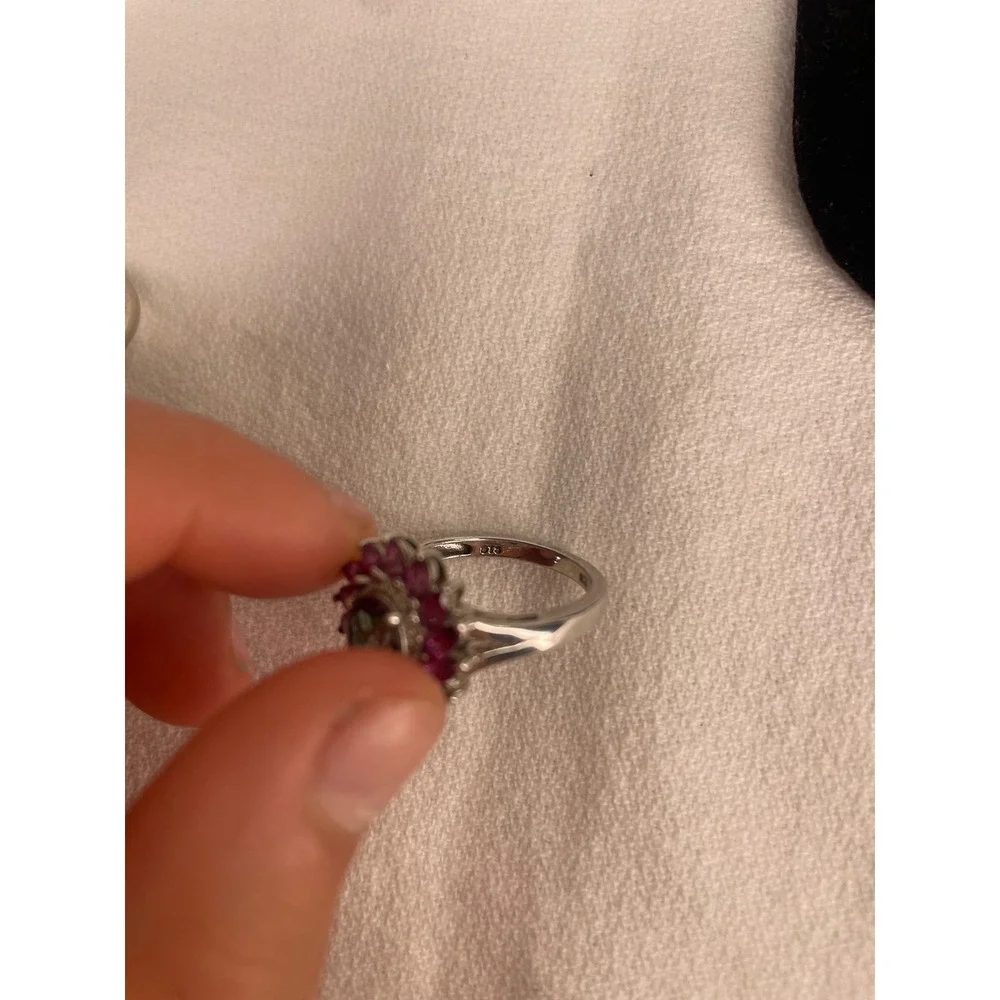 Mystic Topaz Pink Marquise Floral Cocktail Ring Silver 925 Size 8 Statement